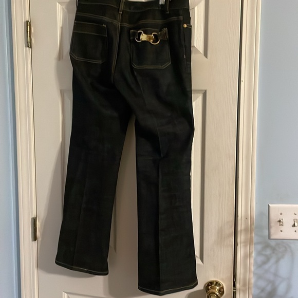 Michael Kors dark blue jeans gold buckle back pocket. Size 8P. GUC. - Picture 4 of 5